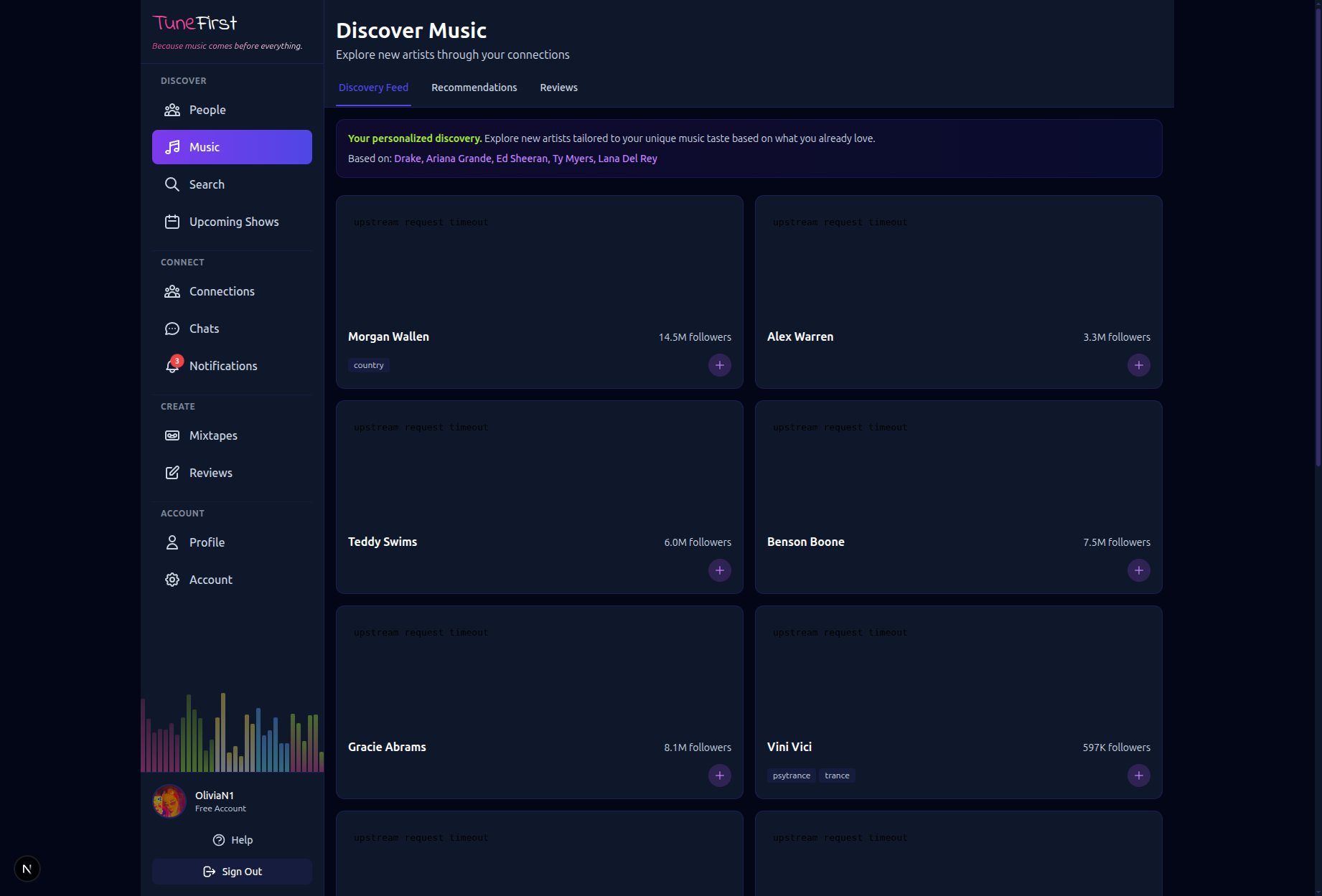 TuneFirst music discovery through people